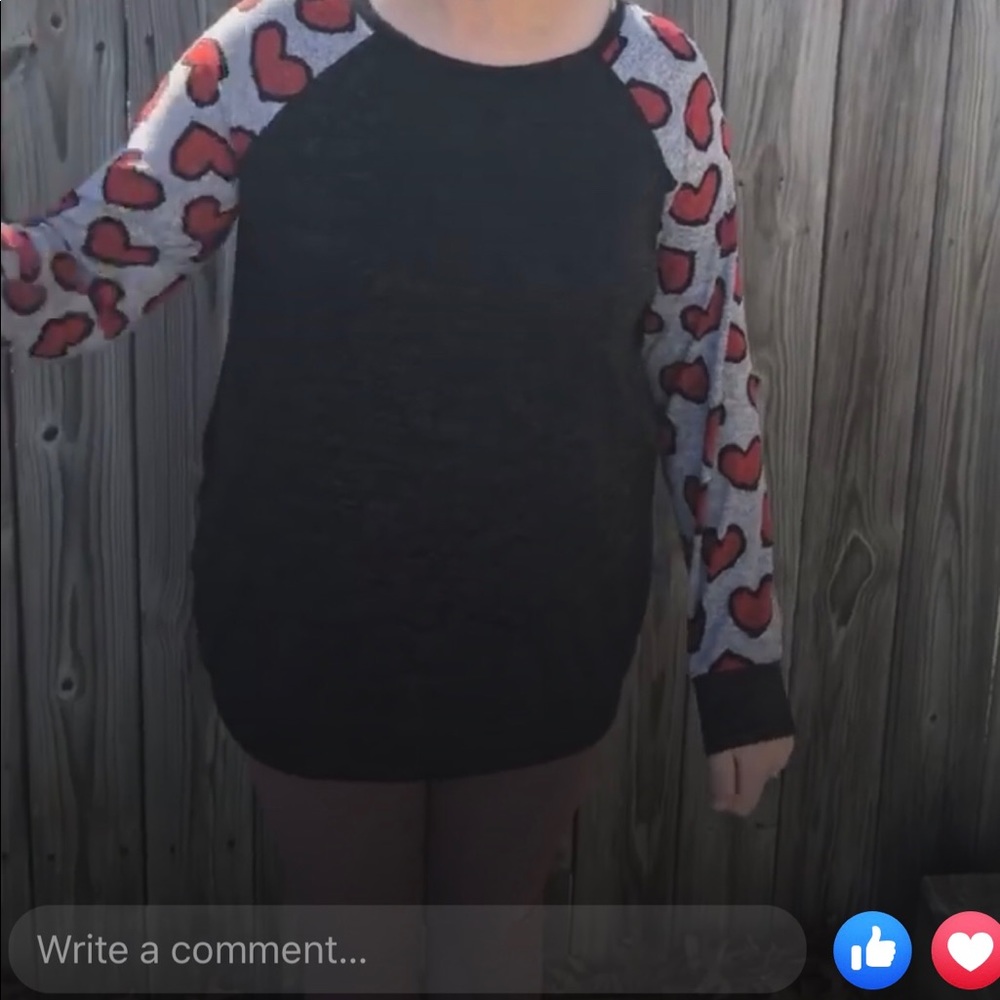Plus and regular size heart sleeve shirts